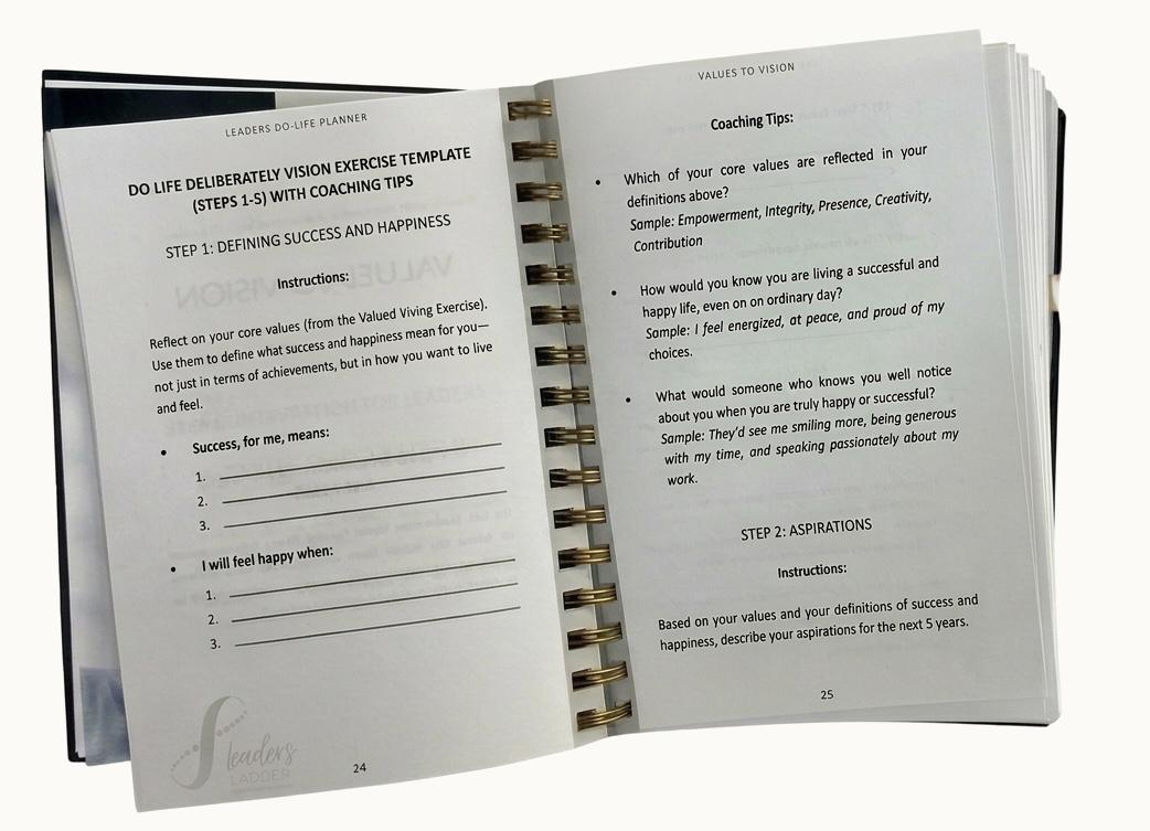 Open Do Life hardcover planner showing interior pages